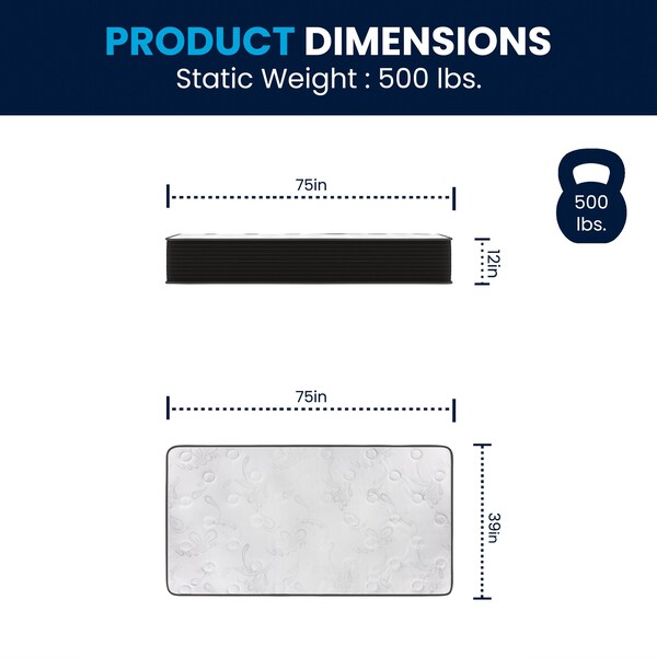 Flash Furniture Dream Cooling Gel 12 Inch Foam and Pocket Spring Hybrid Mattress, Twin Mattress in a Box - BS-E230P-R-T-12-C-BK-GG