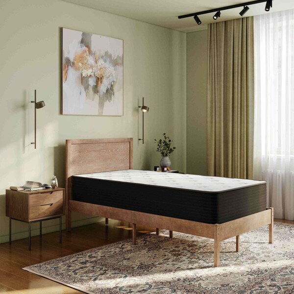 Flash Furniture Dream Cooling Gel 12 Inch Foam and Pocket Spring Hybrid Mattress, Twin Mattress in a Box - BS-E230P-R-T-12-C-BK-GG