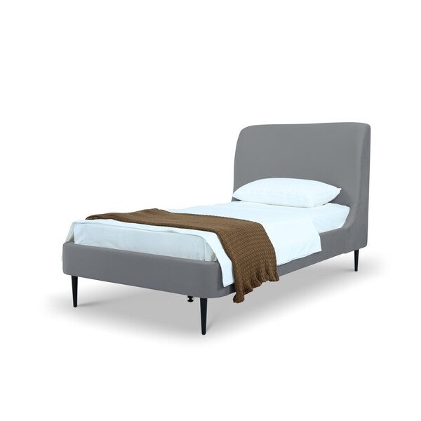 Manhattan Comfort Mid-Century Modern Bedframe with Headboard for Bedroom Use - S-BD003-TW-GY