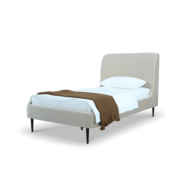 Manhattan Comfort Mid-Century Modern Bedframe with Headboard for Bedroom Use - S-BD003-TW-CR