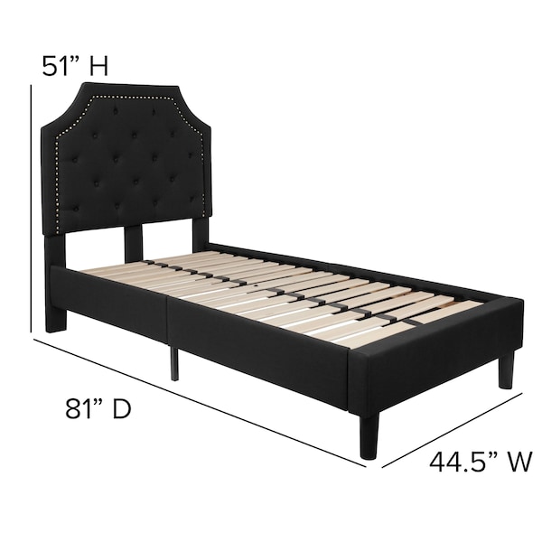 Flash Furniture Brighton Twin Platform Bed, Black - SL-BK4-T-BK-GG