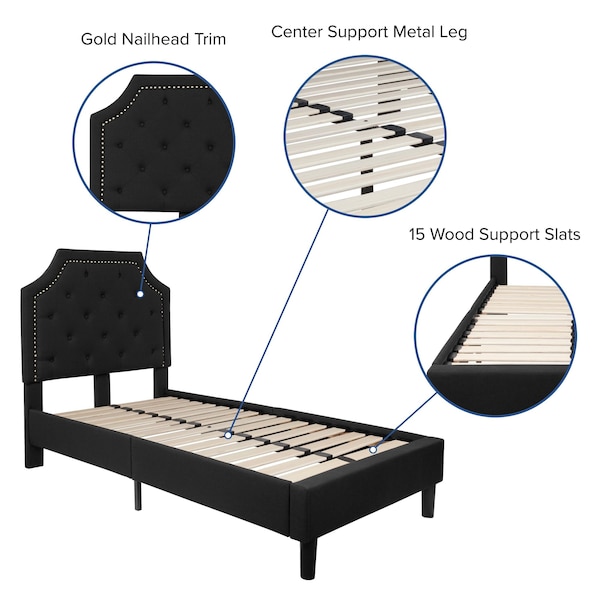 Flash Furniture Brighton Twin Platform Bed, Black - SL-BK4-T-BK-GG