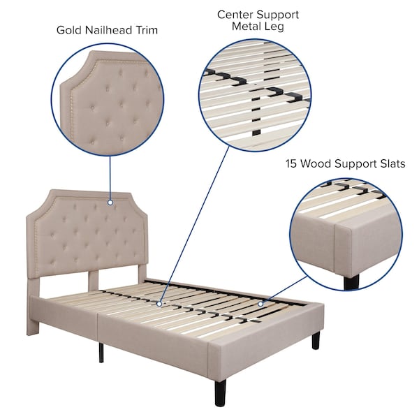 Flash Furniture Brighton Full Platform Bed, Beige - SL-BK4-F-B-GG