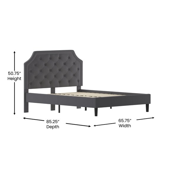 Flash Furniture Brighton Queen Platform Bed, Dark Gray - SL-BK4-Q-DG-GG