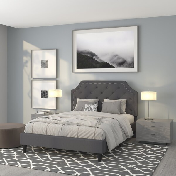 Flash Furniture Brighton Queen Platform Bed, Dark Gray - SL-BK4-Q-DG-GG