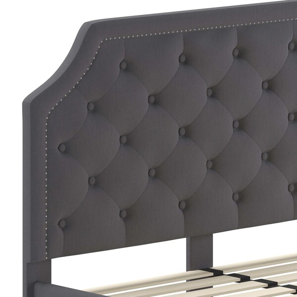 Flash Furniture Brighton Queen Platform Bed, Dark Gray - SL-BK4-Q-DG-GG