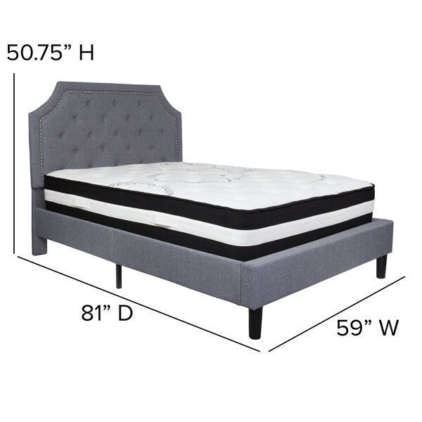 Flash Furniture Brighton Full Platform Bed Set, Lght Gray - SL-BM-10-GG
