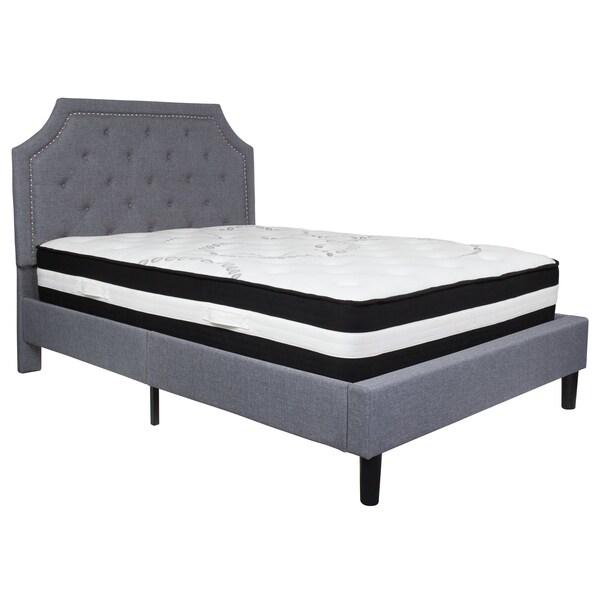 Flash Furniture Brighton Full Platform Bed Set, Lght Gray - SL-BM-10-GG