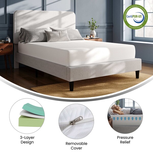 Flash Furniture Cloud Green Tea Cooling Gel 3-Layer Memory Foam 10in. Queen Mattress in a Box, Washable Cover - CL-MFB3L-10-Q-GG