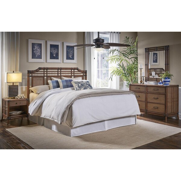 Hospitality Rattan Home Palm Cove 4-Piece King Bedroom Set - 1102-5647-ATQ-4BK-GL