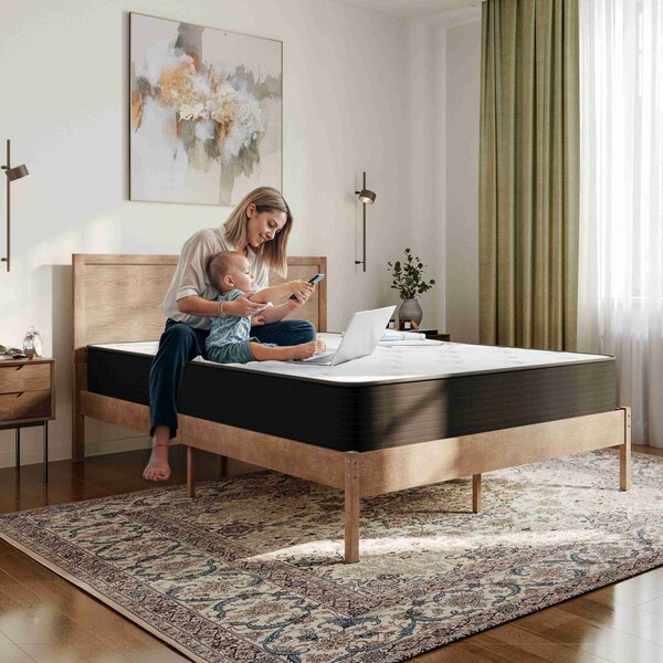 Flash Furniture Dream Cooling Gel 10 Inch Foam and Pocket Spring Hybrid Mattress, Full Mattress in a Box - BS-E230P-R-F-10-C-BK-GG