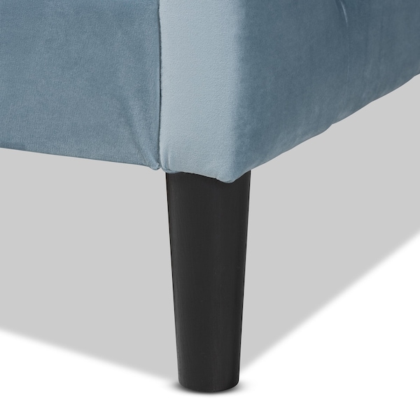 Baxton Studio Benjamin ModernLight Blue Velvet Upholstered and Dark Brown Finished Wood Twin Size Daybed - 200-12559-ZORO