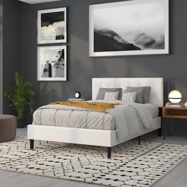 Flash Furniture Full Bedford, Headboard, White Fabric - HG-HB1704-F-W-GG