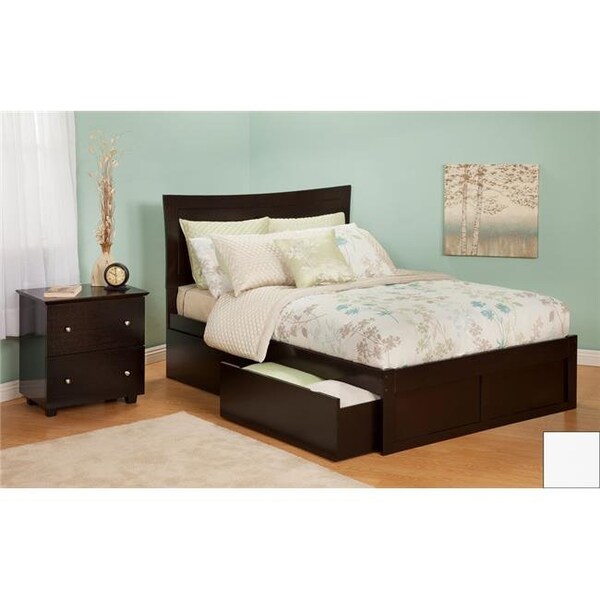 Atlantic Furniture Atlantic Furniture AR9032112 Metro Full Bed with Flat Panel Footboard and Urban Bed Drawers in a White Finish - AR9032112