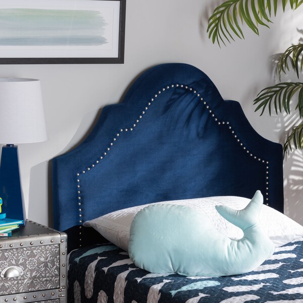 Baxton Studio Rita Royal Blue Velvet Upholstered Twin Size Headboard - 155-9335