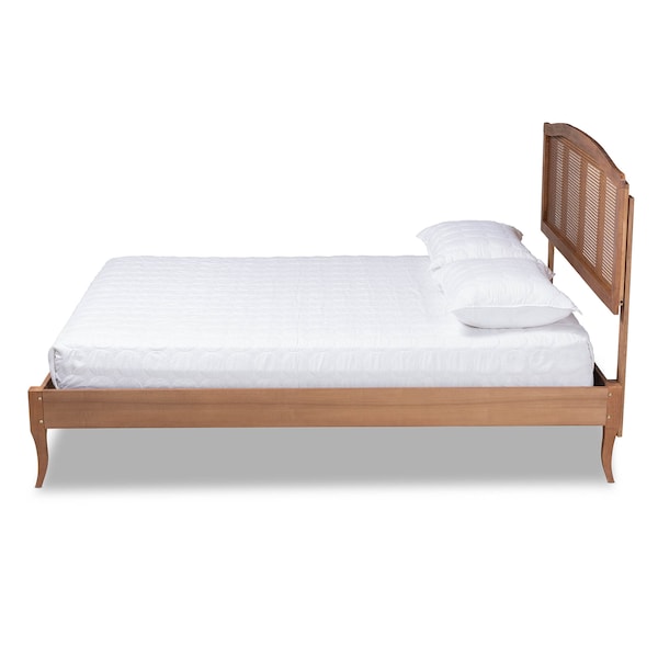 Baxton Studio Marieke Ash Walnut Finished and Rattan Full Size Platform Bed - 159-9806-9807