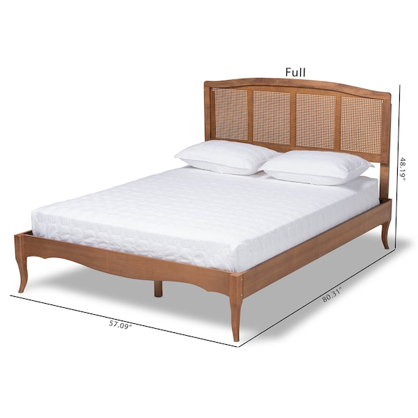 Baxton Studio Marieke Ash Walnut Finished and Rattan Full Size Platform Bed - 159-9806-9807