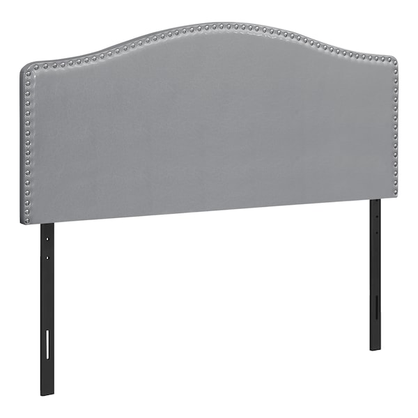 Monarch Specialties Bed, Headboard Only, Queen Size, Bedroom, Upholstered, Pu Leather Look, Grey, Transitional - I 6011Q