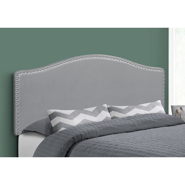 Monarch Specialties Bed, Headboard Only, Queen Size, Bedroom, Upholstered, Pu Leather Look, Grey, Transitional - I 6011Q