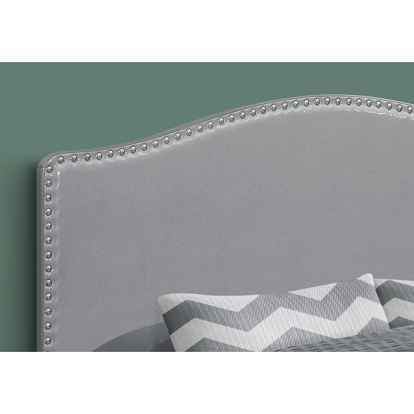 Monarch Specialties Bed, Headboard Only, Queen Size, Bedroom, Upholstered, Pu Leather Look, Grey, Transitional - I 6011Q