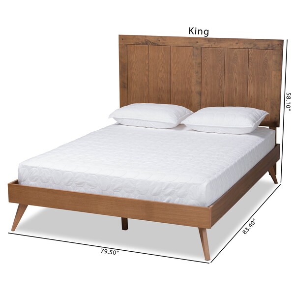 Baxton Studio Amira Mid-Century Modern Transitional Ash Walnut Finished Wood Queen Size Platform Bed - 180-11156-9408-ZORO