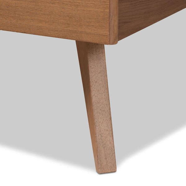 Baxton Studio Amira Mid-Century Modern Transitional Ash Walnut Finished Wood Queen Size Platform Bed - 180-11156-9408-ZORO