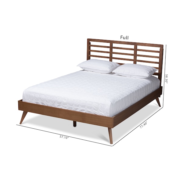 Baxton Studio Calisto Mid-Century Walnut Brown Finished Wood Full Size Platform Bed - 156-9407-9422