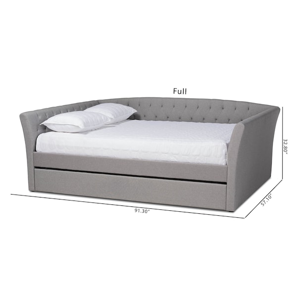 Baxton Studio Delora Light Grey Full Size Daybed with Roll-Out Trundle Bed - 158-9662