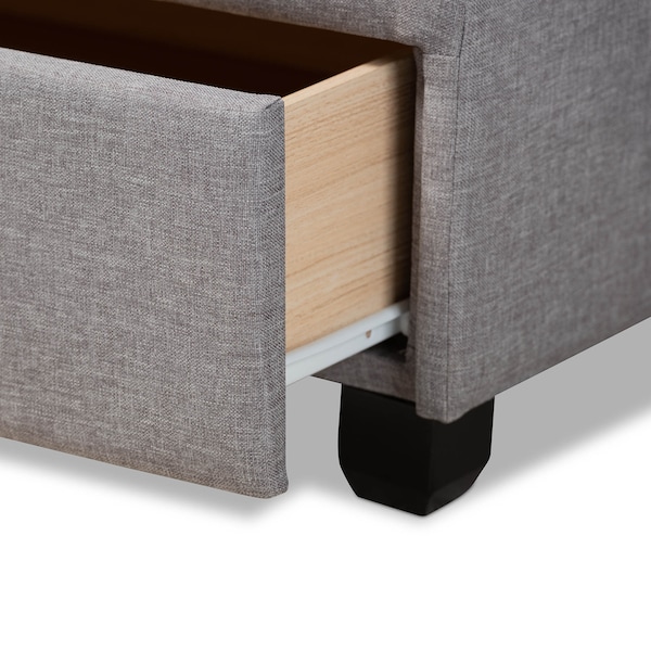 Baxton Studio Netti Light Grey Upholstered 2-Drawer King Size Platform Storage Bed - 161-10220