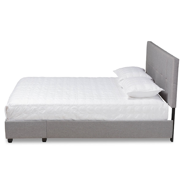 Baxton Studio Netti Light Grey Upholstered 2-Drawer King Size Platform Storage Bed - 161-10220