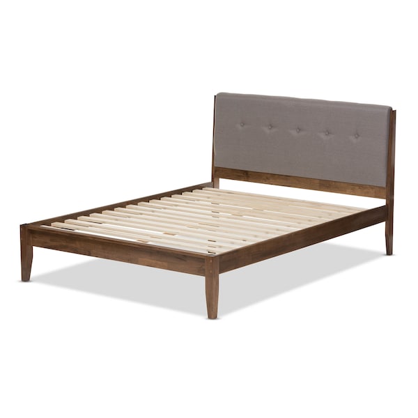 Baxton Studio Leyton Light Grey and Brown Finish Wood Queen Size Platform Bed - 135-7379