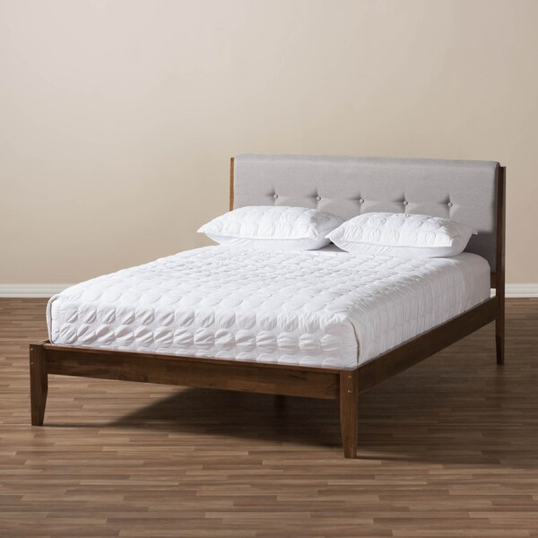 Baxton Studio Leyton Light Grey and Brown Finish Wood Queen Size Platform Bed - 135-7379
