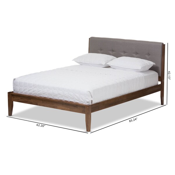 Baxton Studio Leyton Light Grey and Brown Finish Wood Queen Size Platform Bed - 135-7379