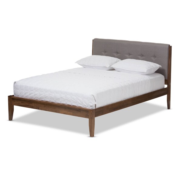 Baxton Studio Leyton Light Grey and Brown Finish Wood Queen Size Platform Bed - 135-7379