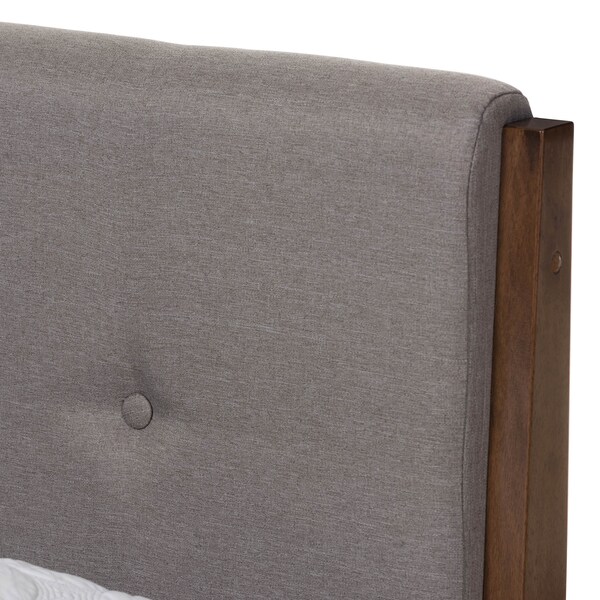 Baxton Studio Leyton Light Grey and Brown Finish Wood Queen Size Platform Bed - 135-7379