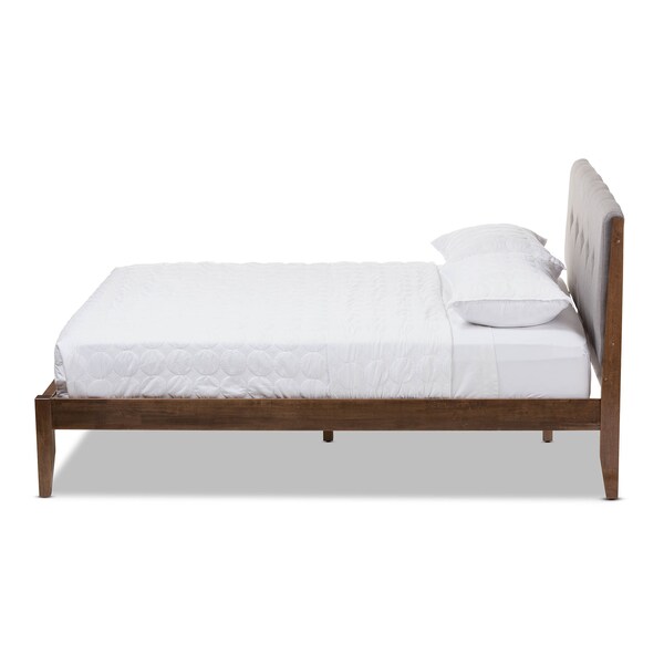 Baxton Studio Leyton Light Grey and Brown Finish Wood Queen Size Platform Bed - 135-7379