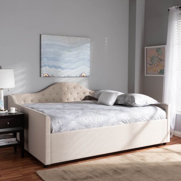 Baxton Studio Eliza Light Beige Upholstered Full Size Daybed - 147-8721