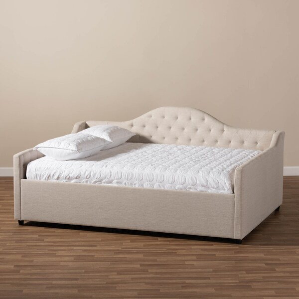 Baxton Studio Eliza Light Beige Upholstered Full Size Daybed - 147-8721