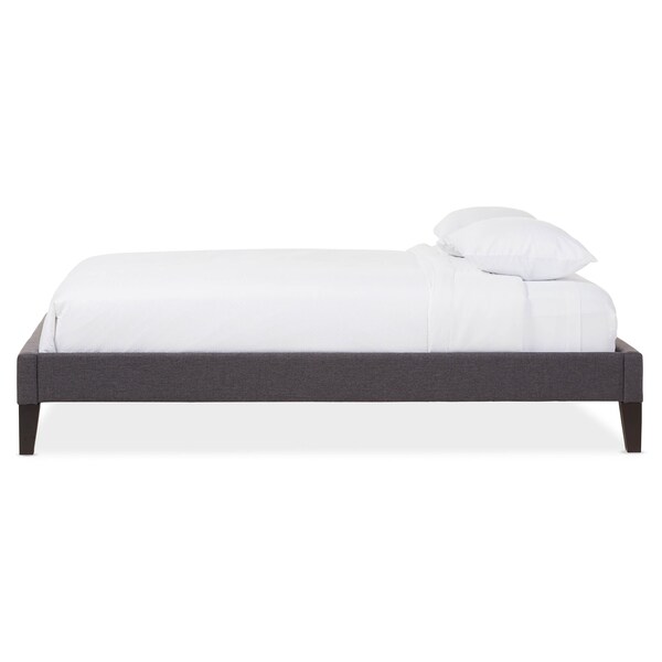 Baxton Studio Lancashire Grey Upholstered Full Size Bed Frame with Tapered Legs - 125-6991