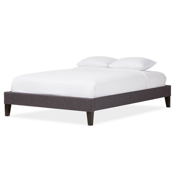 Baxton Studio Lancashire Grey Upholstered Full Size Bed Frame with Tapered Legs - 125-6991