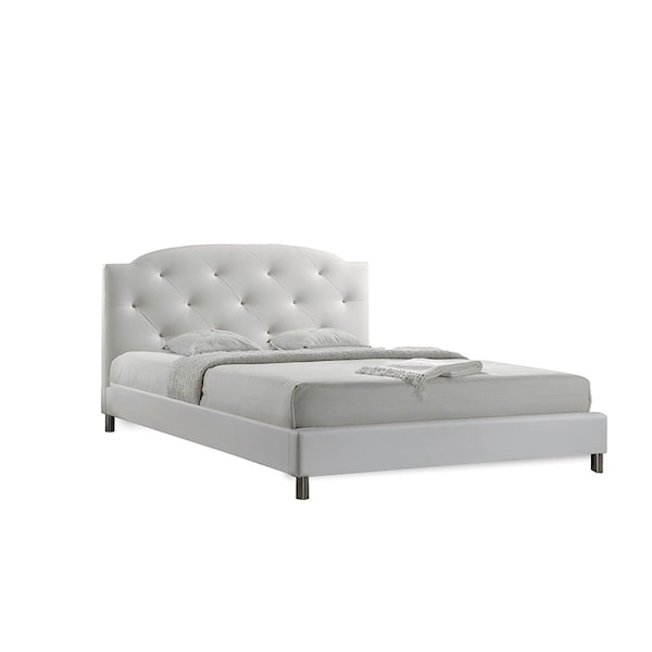 Baxton Studio Canterbury White Leather Contemporary Full-Size Bed - 111-5560