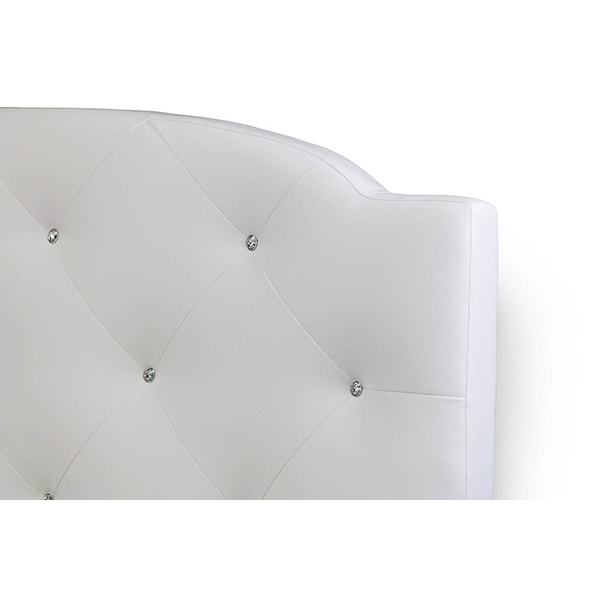 Baxton Studio Canterbury White Leather Contemporary Full-Size Bed - 111-5560