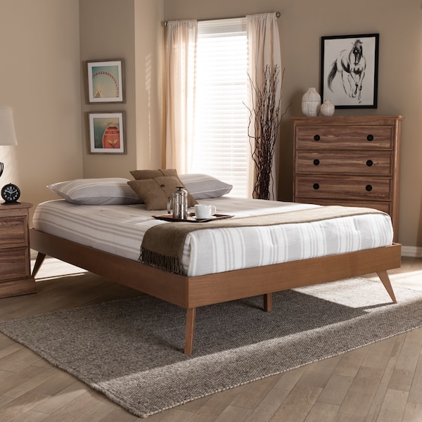 Baxton Studio Lissette Walnut Brown Finished Wood Queen Size Platform Bed Frame - 156-9408