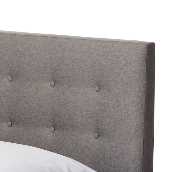 Baxton Studio Alinia Grey Upholstered Walnut Wood Full Size Platform Bed - 123-6826