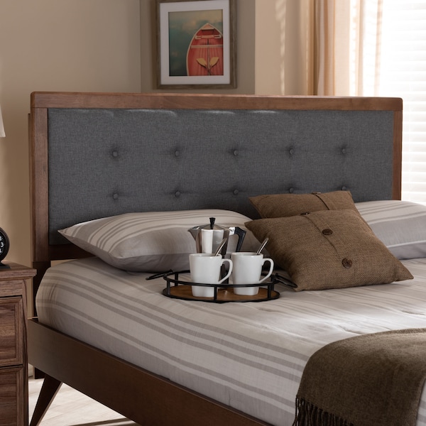 Baxton Studio Sarine Dark Grey Walnut Finished Wood King Size Headboard - 156-9433
