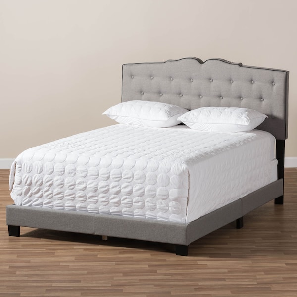 Baxton Studio Vivienne Modern Light Grey Upholstered Queen Size Bed - 146-8243