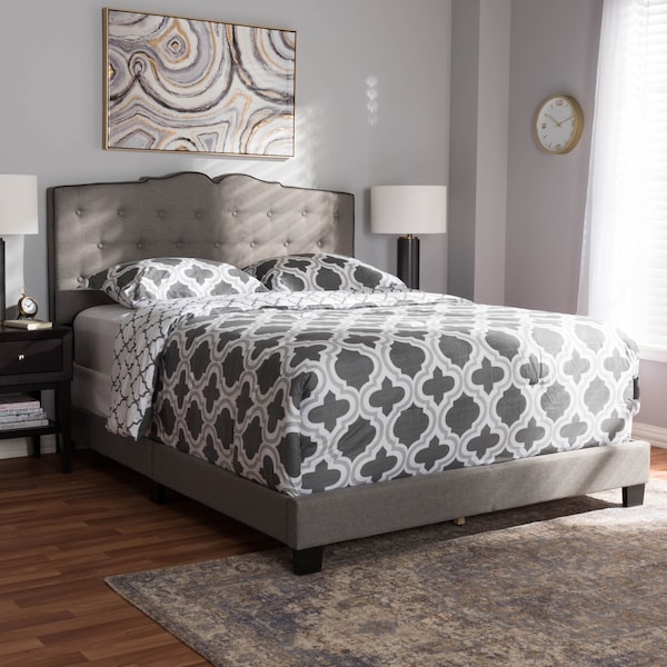 Baxton Studio Vivienne Modern Light Grey Upholstered Queen Size Bed - 146-8243