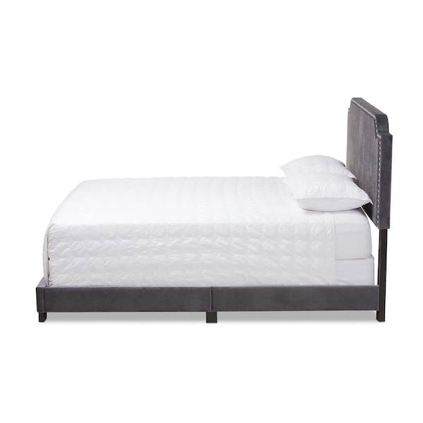 Baxton Studio Darcy Luxe and Glamour Dark Grey Velvet Upholstered King Size Bed - 149-8958