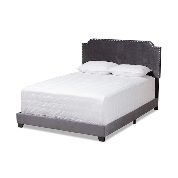 Baxton Studio Darcy Luxe and Glamour Dark Grey Velvet Upholstered King Size Bed - 149-8958
