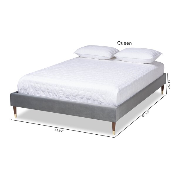 Baxton Studio Volden Velvet Upholstered Full Size Wood Platform Bed Frame - 155-9528